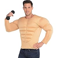 amscan Muscle Shirt Halloween Costume for Men, One Size, Padded Long Sleeve Caucasian Top