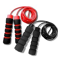 Black and Red Jump Rope - 2 Pack of Plastic Adjustable Jump Rope, Lightweight Cardio and Endurance Equipment, Lose Weight with Skipping Rope for Boxing