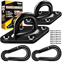 [Upgraded] 1700 lb Capacity 2PCS M10 Stainless Steel Pad Eye Hooks+2PCS 10MM Snap Hook + 8PCS Heavy Duty Screws for Hammock Hanging Kit, Swing Hanging, Wall/Ceiling Mount, Indoor & Outdoor