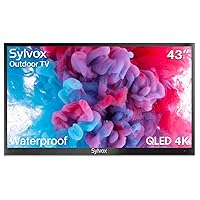 SYLVOX Outdoor TV, 43'' QLED Waterproof TV with Voice Remote, Chromecast Built-in, Smart TV Support WiFi and Buletooth, Television for Outdoor
