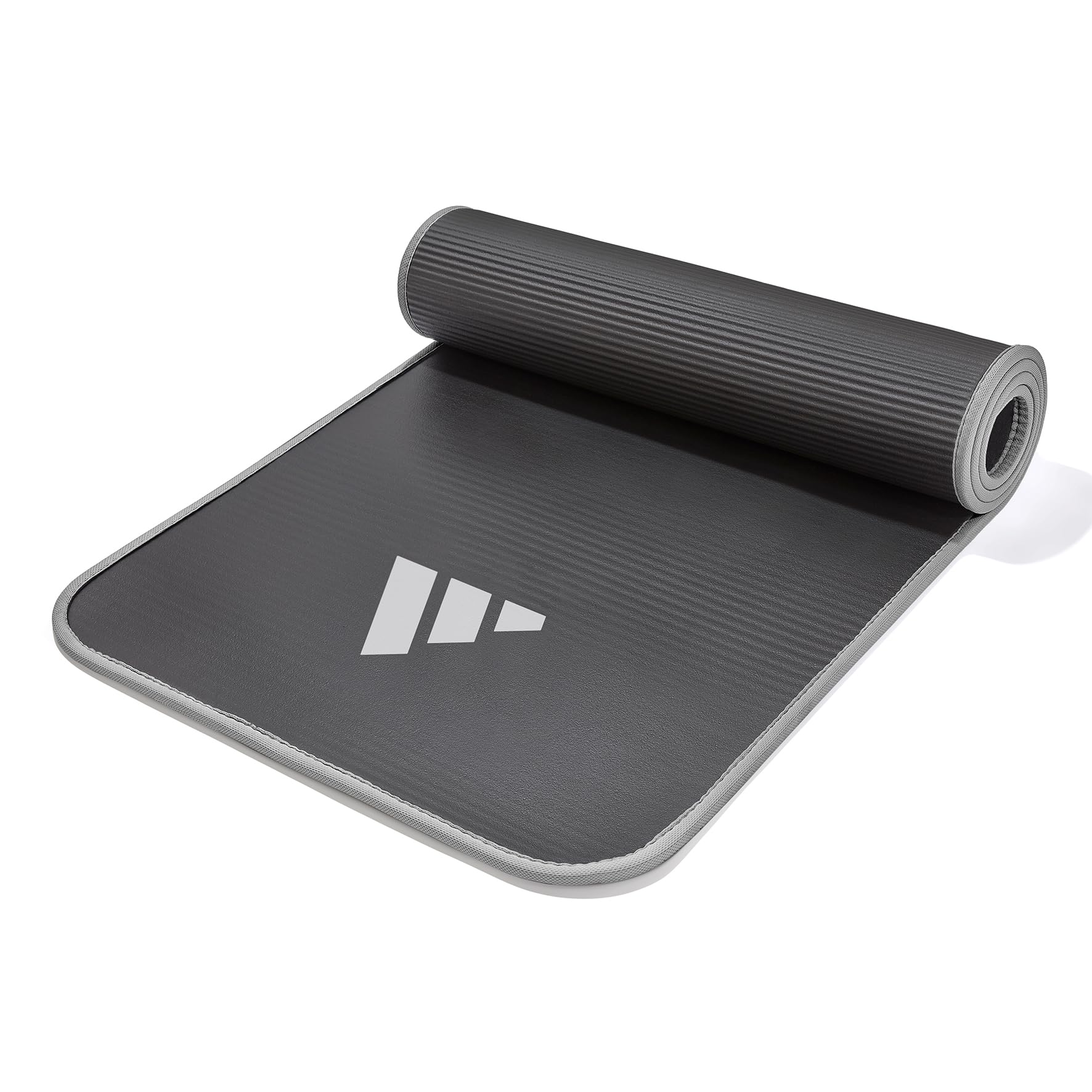 adidas 10mm Extra Thick Training Mat with Carrying Strap and Non-Slip Textured Base - Cushioned Workout Mat for Home Gym, Floor Workouts, and Intense Exercises - Portable and Durable - Grey