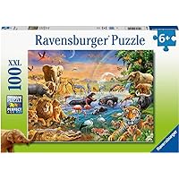 Ravensburger 12910 Savannah Jungle Waterhole 100 Piece Puzzle for Kids - Every Piece is Unique, Pieces Fit Together Perfectly