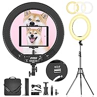 18 inch Ring Light with Stand and Phone Holder & Ball Head, 60W Bi-Color 3000-5800K, Professional Ring Light with Tripod for Makeup, Vlog, Tattoo, Large Ring Light for Phone, Camera, Tablet