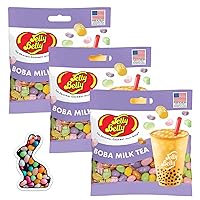 Okie Dokie Trading Co. Jelly Bean Bunny Sticker bundled with Jelly Belly Boba Milk Tea Jelly Beans (3 Packs)
