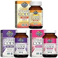 Garden of Life Vitamin D, Vitamin Code Raw B12, Zinc & Vitamin C - Whole Food Supplements for Immune Support