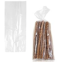 APQ Clear Gusseted Poly Bags, 8 x 4 x 18 Inches. Pack of 1000 Waterproof Flat Bottom Gusseted Plastic Bags with Open Top. 2 Mil Thick Party Clear Plastic Bags for Packaging Popcorn, Cookies, Bread