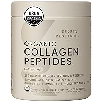 Organic Collagen Peptides - Hydrolyzed Type I & III Collagen Protein Powder Made Sustainably from Grass-Fed Cows - Unflavored - 30 Servings
