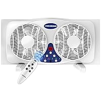 9 Inch Remote Control Window Fan With 3-Speed Reversible Air Flow and Thermostat, Quiet Exhaust and Intake