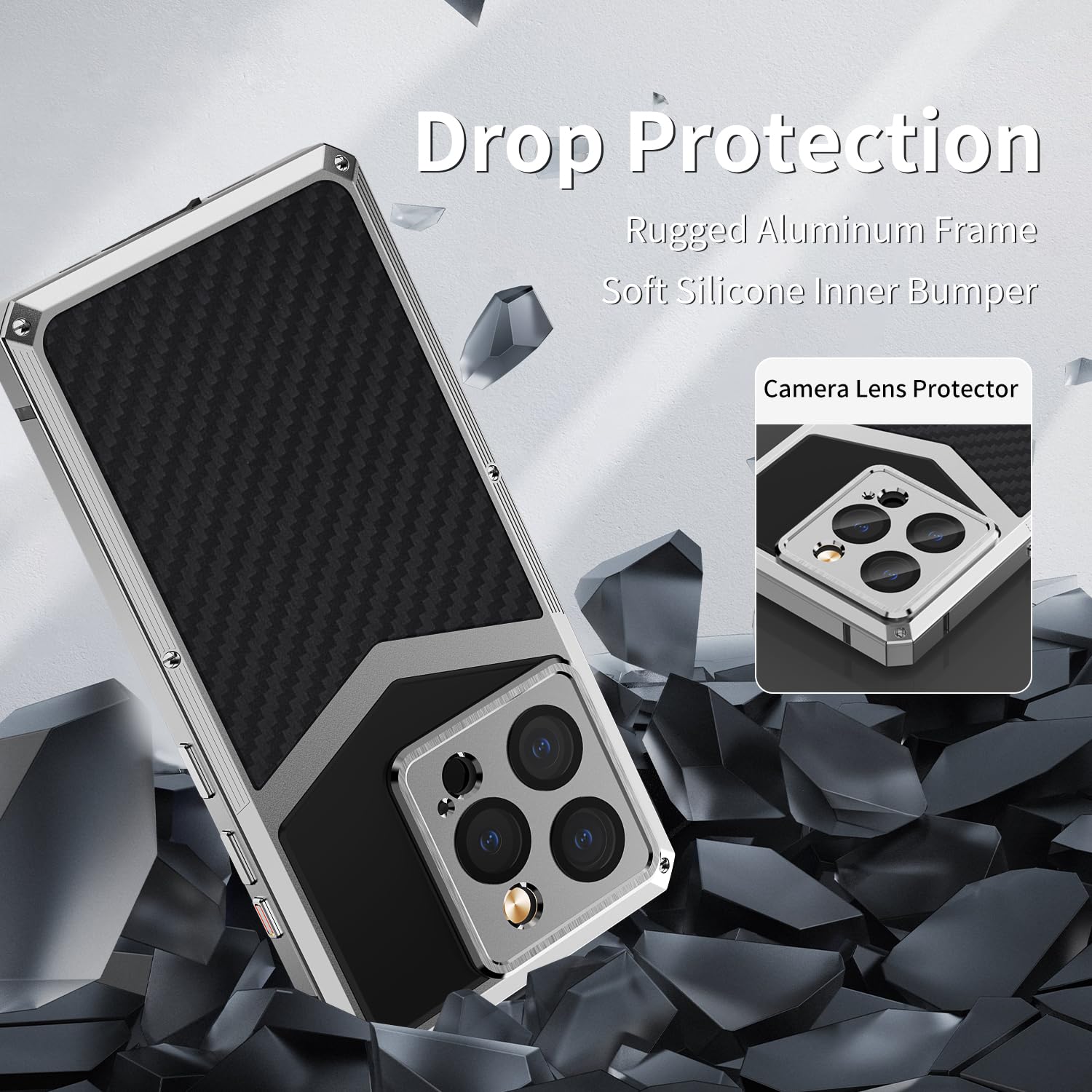 Luxury Carbon Fiber with Aluminum Case for iPhone 15 Pro Max 6.7
