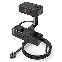Dual Layer Desk Clamp Power Strip, Desktop Edge Mount Charging Station with 13 Outlets 4 USB Ports (2 USB C), Under Desk Surge Protector(1700 Joules), 10 Ft Extension Cord for Office Home