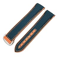 19mm 20mm Nylon Rubber Watchband 21mm 22mm for Omega Seamaster 300 AT150 Speedmaster 8900 PlanetOcean Seiko Leather Strap (Color : Blue Nylon Orange, Size : 21mm)