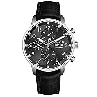 Oblvlo IM-Mut Men's Watches Multifunctional Automatic Luminous Watch Leather Strap Mechanical Waterproof Fashion Watch for Men