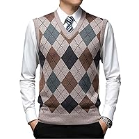 Pullover Diamond Sweater V Neck Knit Vest Men Wool Sleeveless Autumn Casual Men Clothing