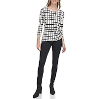 Calvin Klein Women's Knit 3/4th Sleeve Printed Blouse