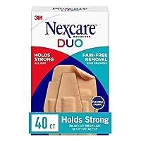 Duo Bandages, Painless Removal, Strong Adhesive Bandages Stay on for 24 Hours, Flexible Fabric Construction - 40 Pack Assorted Adhesive Bandages