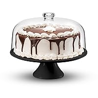 Godinger Cake Stand, Ceramic Footed Cake Plate Server with Shatterproof Acrylic Dome Lid