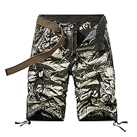 Mens Shorts Casual Cargo, Mens Outdoor Casual Expandable Waist Lightweight Fishing Hiking Shorts Straight Leg