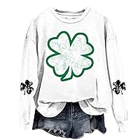 St Patricks Day Sweatshirt for Women Long Sleeve Funny Shamrock Graphic Pullover Tops Ireland Clover Printed Shirts