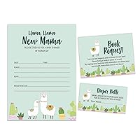 Set Of 30 Llama Baby Shower Invitations-Diaper Raffle Tickets And Baby Shower Book Request Cards Gender Neutral Invites