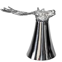 Pewter Jigger Measure or Stirrup Cup with Stag Head 5 oz Stands on its Head When in Use Cast Pewter Stag Head