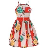 Little Girls' One-Piece Summer Flower Girl Party Casual Dress with Necklace