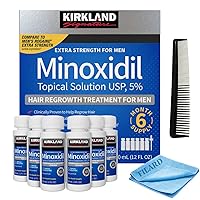 Minoxidil Liquid Extra Strength Hair Regrowth Treatment for Men, 5% Topical Solution, Dropper Applicator, Microfibor cloth Included, 6 Months Supply - by Filard