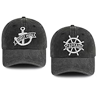 2PCS Captain and First Mate Hats for Men Women, Funny Adjustable Embroidered Cotton Boating Marine Sailor Baseball Cap