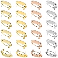CHGCRAFT 24Pcs 4 Colors Earring Studs Blank Earring Posts Gold Silver Rose Gold French Clip Earrings Earring Posts Stud Earring Findings for Women Girls DIY Jewelry Earring Making