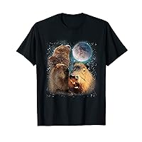 Three Capybaras and Moon Funny Capybara Humor Parody T-Shirt