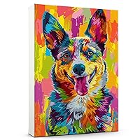 HudoGlobe Boutique Hudo Funny Canvas Wall Art, Australian Stumpy Tail Cattle Poster Colorfull Cool Wall Decor Ready to Hang for Bedroom Kids Room