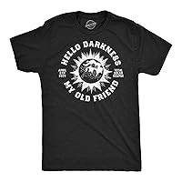 Mens Funny T Shirts Hello Darkness My Old Friend Sarcastic Solar Eclipse Tee for Men