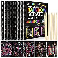 MEMX Scratch Art Books for Kids, 2 Pack Rainbow Magic Scratch Paper Black  Scratch it Off Art Crafts Notes Boards Sheet with 2 Wooden Stylus for Best  Gifts