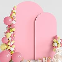 Wokceer Wedding Arch Cover 7.2FT, 6FT Spandex Fitted Wedding Arch Stand Covers 2 Set Round Top Chiara Arch Backdrop Stands Cover for Birthday Party Ceremony Banquet Decoration Pink
