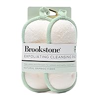 Brookstone Bamboo Body Scrubber 2-Pack - Natural Loofah for Exfoliating and Body Wash, Ideal Shower and Bath Accessory, Mint
