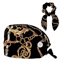 Leopard on Seamless Working Cap with Button and Sweatband, Adjustable Elastic Bandage Tie Back Hats for Women & Men