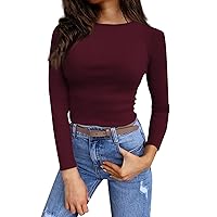 Tight Long Sleeve Shirts for Women Fashion Slim Fit Crop Womens Sexy Tops Spring Casual Going Out Top Streetwear