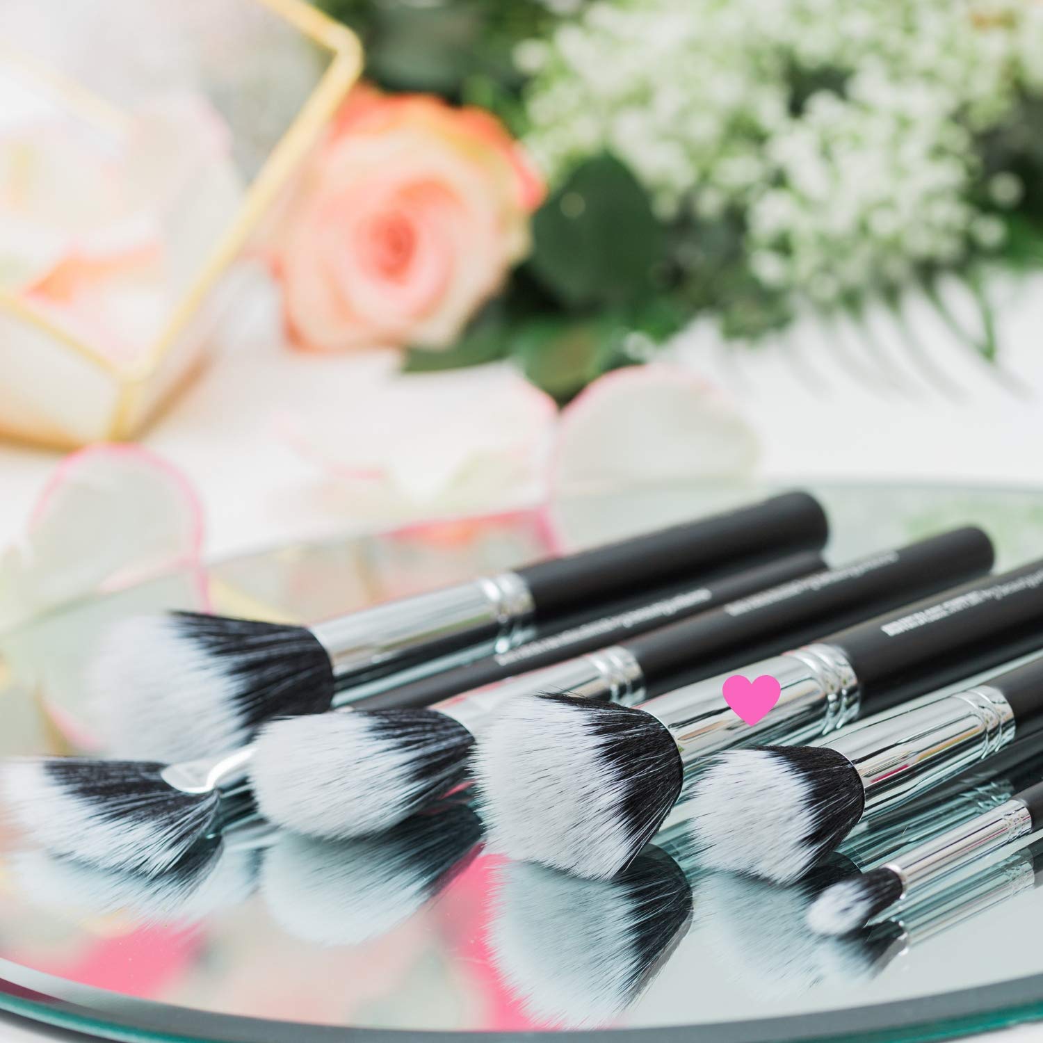 Large Stippling Foundation Makeup Brush – Beauty Junkees Flat Top Duo Fiber Synthetic Stipple Make Up Brushes, Sheer Flawless Blending Liquid, Cream, Powder Cosmetics, Vegan, Cruelty Free