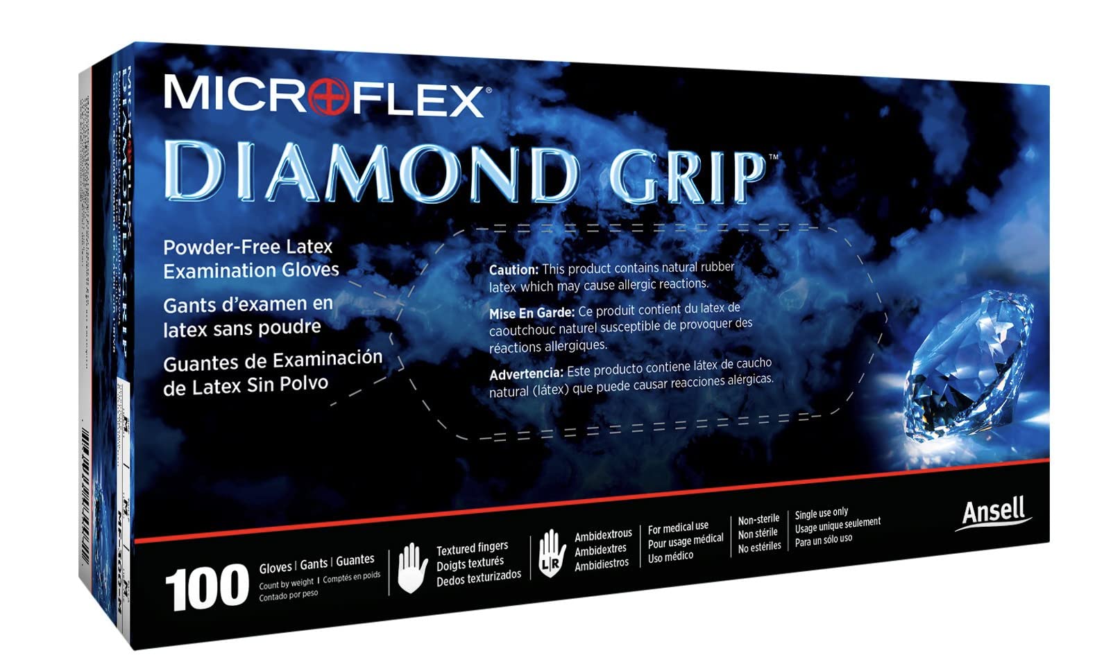 Microflex MF-300-XL Extra Large Diamond Grip Latex Gloves 100 Count