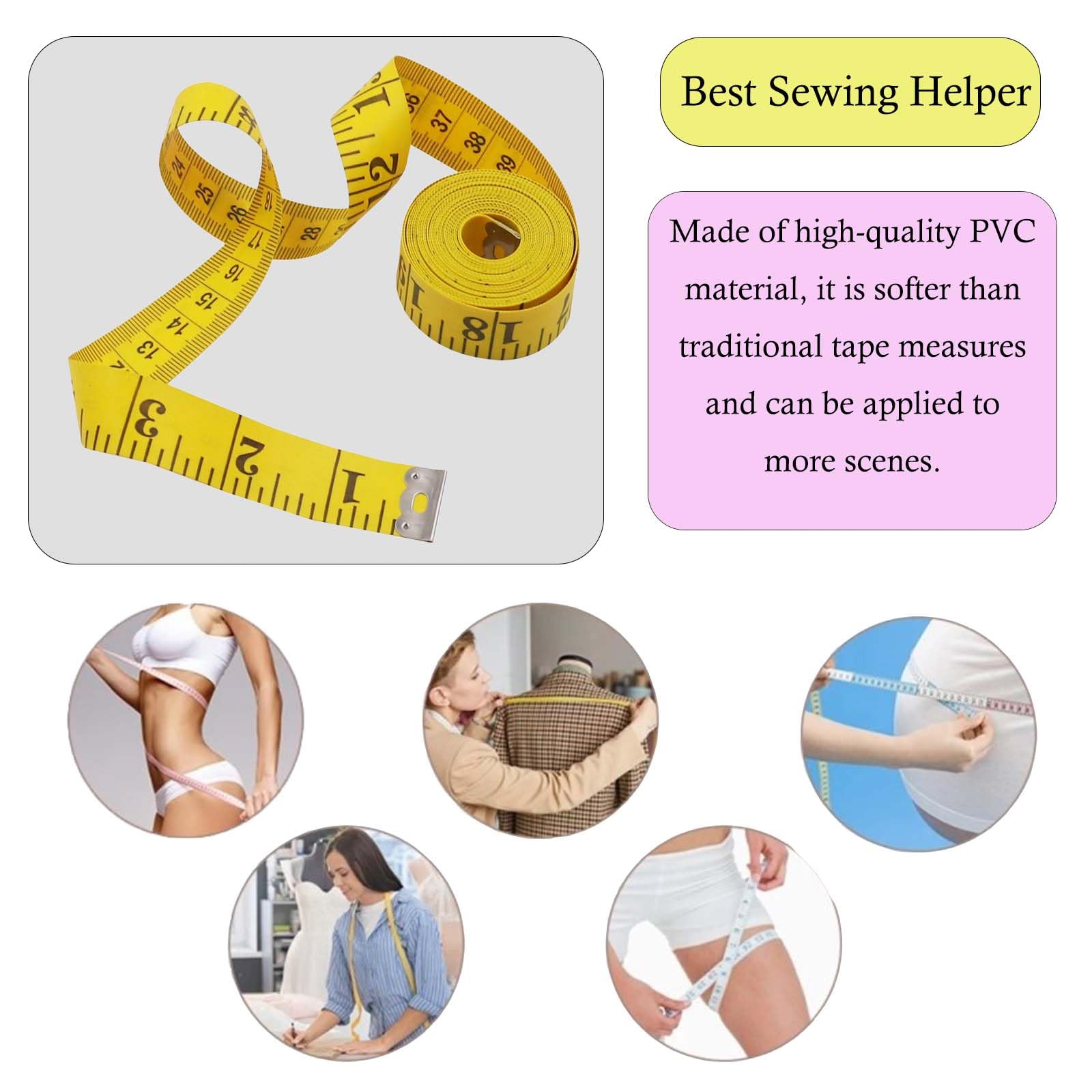 Oboteny 2Pcs Tape Measure Measuring Tape for Body, 120-Inch Double Scale Sewing Flexible Ruler for Weight Loss Body Measurement Tailor Craft Vinyl Body Measurement Tape(White, Yellow)