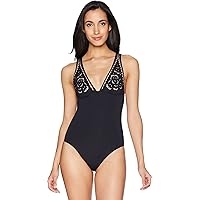 Seafolly Women's Standard Embroidered V-Neck One Piece Swimsuit