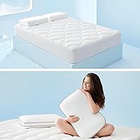 Bedsure Breescape Cooling Mattress Pad Queen Size Bundle Bedsure Breescape Cooling Gel Memory Foam Pillows