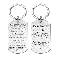 Granddaughter Keychain Gifts - to My Dear Granddaughter, I Love You Granddaughter Birthday Christmas Key Chain, Best Graduation Gifts for Adult Granddaughter Teen Girl