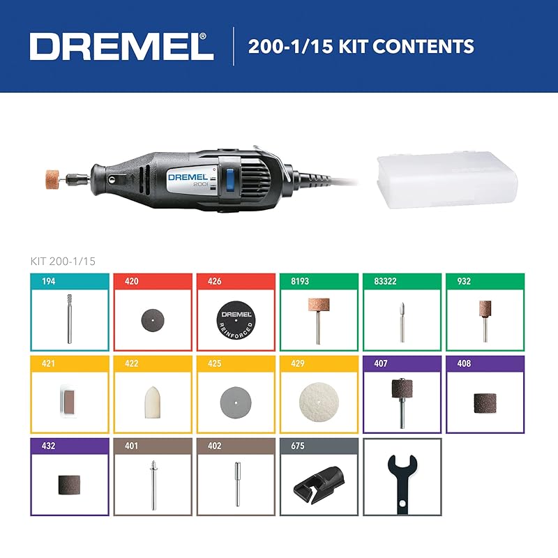 Mua Dremel 200-1/15 Two-Speed Rotary Tool Kit with Attachment 15  Accessories Hobby Drill, Woodworking Carving Tool, Glass Etcher, Small  Pen Sander, Garden Tool Sharpener, Craft and Jewelry Drill trên Amazon