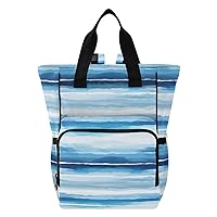 Blue Wave Ocean Diaper Bag Backpack for Mom Dad Large Capacity Baby Changing Totes with Three Pockets Multifunction Maternity Travel Bag for Shopping Travelling