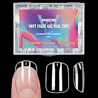 Clear Extra Short Square Gel x Nail Tips, 240pcs Full Cover Nail Tips Soft Gel Nail Extensions for Acrylic False Nails, 12 Sizes Square Tips Para uñas acrílicas at Home DIY Nails with Box