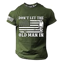 Mens Don't Let The Old Man in T Shirt Vintage American Flag Tee T-Shirt Casual Country Short Sleeves Patriotic Shirts