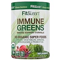 Fit & Lean Immune Greens Powder, Organic, Super Food, Non-GMO, Natural, Vegan Shake