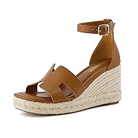 CUSHIONAIRE Women's Charlie Espadrille Wedge Sandal +Memory Foam and Wide Widths Available