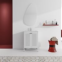 24 Inch Bathroom Vanity with Gel Sink Combo Freestanding Cold Rolled Steel Vanity Gel Basin Set for Bathroom (Load-Bearing Capacity 180lbs) as Shown