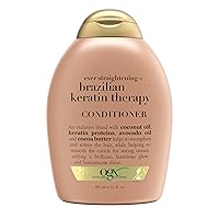 Ever Straightening + Brazilian Keratin Therapy Hair-Smoothing Conditioner with Coconut Oil, Cocoa Butter & Avocado Oil, Paraben-Free, Sulfate-Free Surfactants, 13 Fl Oz